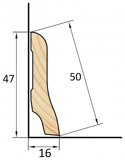 Плинтус деревянный сращенный ПЕС-50 13x50x2200 мм хвоя Экстра