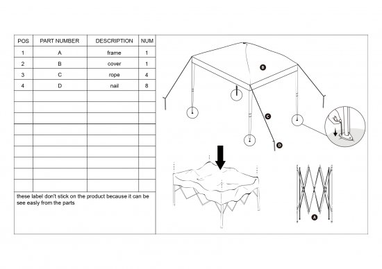 Тент складной Naterial 2.95x2.95 м белый