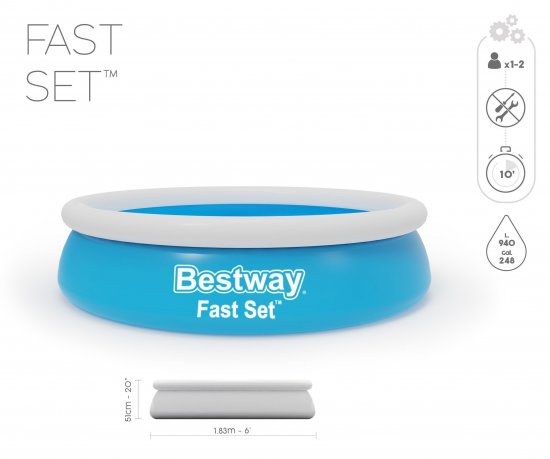 Бассейн надувной круглый Bestway 57392 BW 183x183x51 см 940 л