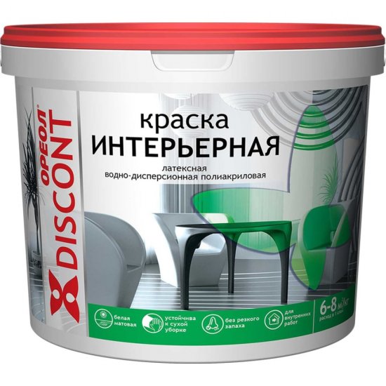 Интерьерная воднодисперсионная краска ОРЕОЛ Дисконт