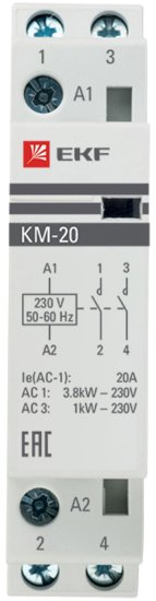Контактор EKF КМ 2NО 20 А 230-400 В