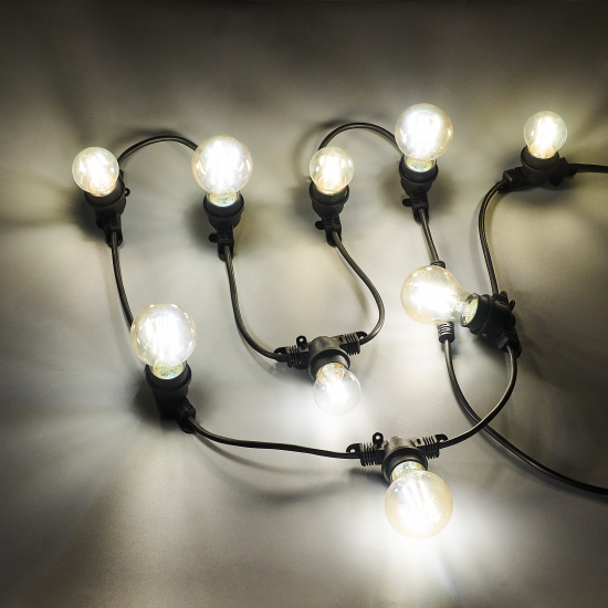 Гирлянда белт-лайт из лампочек Uniel электрическая 220 В 10 м под 40 ламп Е27 цвет черный, лампы не входят в комплект
