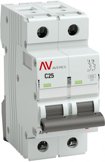 Автоматический выключатель EKF Averes AV-6 2P C25 А 6 кА mcb6-2-25C-av