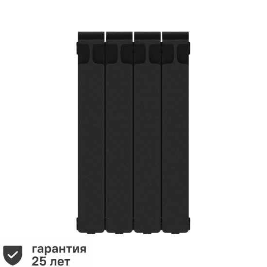 Радиатор секционный Rifar Monolit M50004RAL9005 500/100 4 секции боковое подключение биметалл черный