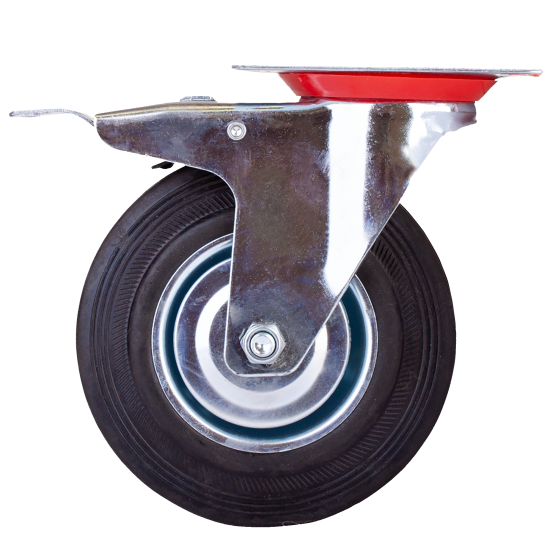Колесо поворотное с тормозом с площадкой 125 мм максимальная нагрузка 100 кг цвет чёрный