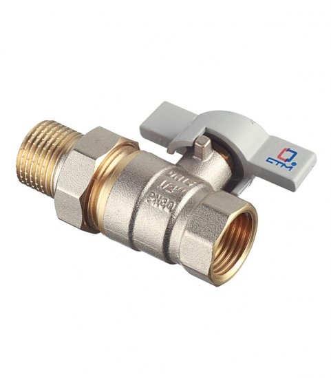 Кран шаровой латунный СТМ 1/2 ВР(г) х 1/2 НР(ш) бабочка с полусгоном прямой