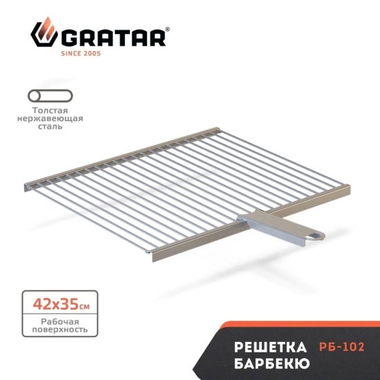Гриль для барбекю Gratar РБ102 36x2x42 см нержавеющая сталь