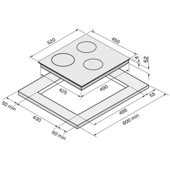Варочная панель индукционная Krona Remo 45 3 конфорки черная