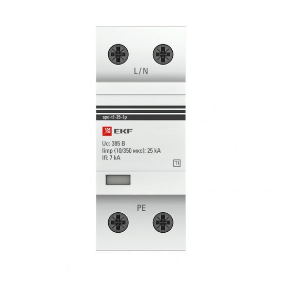 Ограничитель напряжения модульный EKF T1 230 В 25 кА 1P (spd-t1-25-1p)