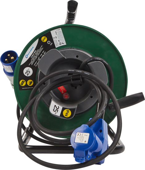 Удлинитель на катушке Electraline 2 розетки с заземлением 3x1.5 мм 25 м цвет черный