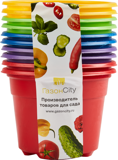 Набор горшков ГазонCity Color ø6.8см h6.8см v0.3л разноцветный, 10шт