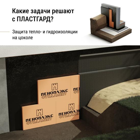 Защитно-дренажная мембрана Plastguard 400 г/м² 1x20 м 20 м²