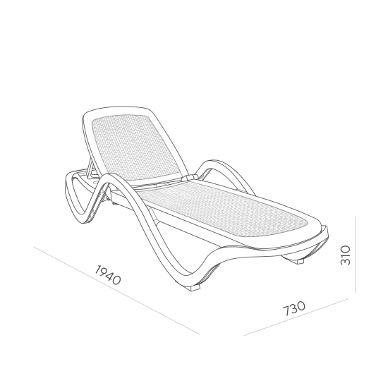 Шезлонг Capri 195x73x41 см пластик темно-коричневый