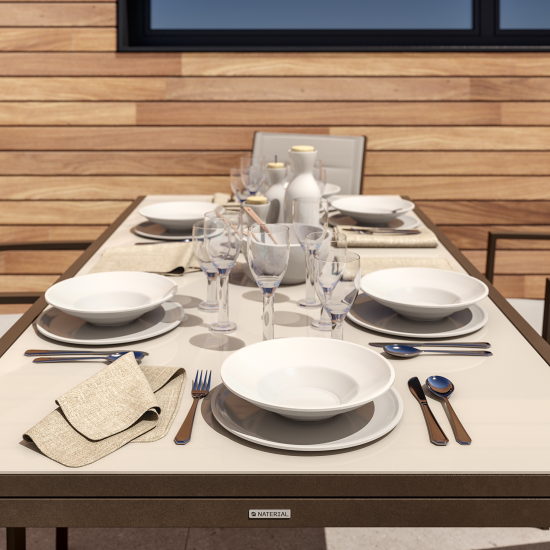 Садовый стол раздвижной Naterial Lyra II 1880 см 180/260x96x75 алюминий/стекло мокко