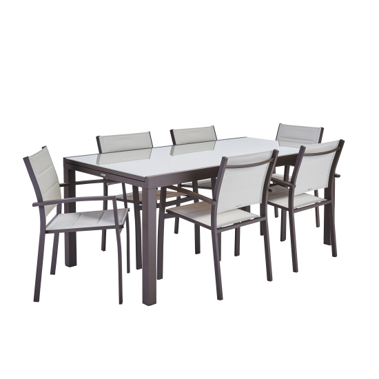 Садовый стол раздвижной Naterial Lyra II 1880 см 180/260x96x75 алюминий/стекло мокко