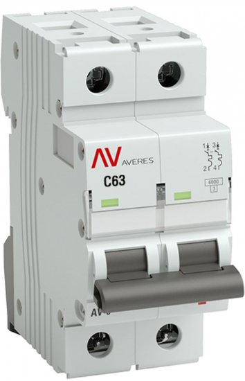 Автоматический выключатель EKF Averes AV-6 2P C63 А 6 кА mcb6-2-63C-av