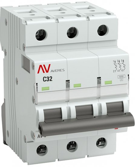 Автоматический выключатель EKF Averes AV-6 3P C32 А 6 кА mcb6-3-32C-av