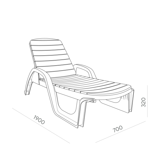 Шезлонг Прованс 195x72x45 см пластик темно-коричневый