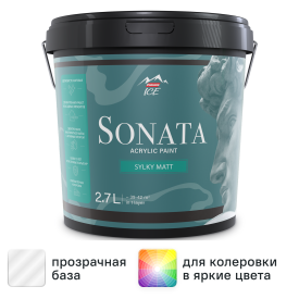 Краска для стен и потолков Parade Sonata Silky Matt моющаяся шелковисто-матовая прозрачная база С 2.7 л