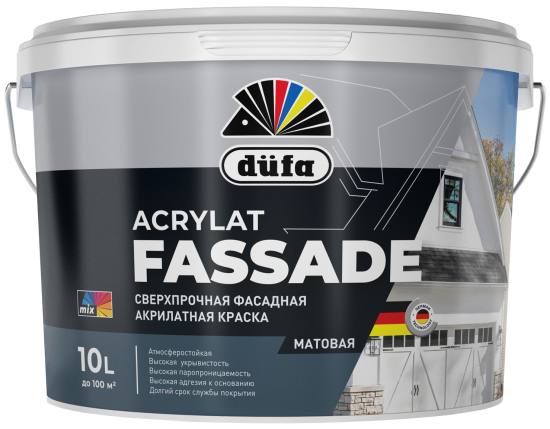 Краска фасадная Dufa Acrylat Fassade 10 л цвет белый