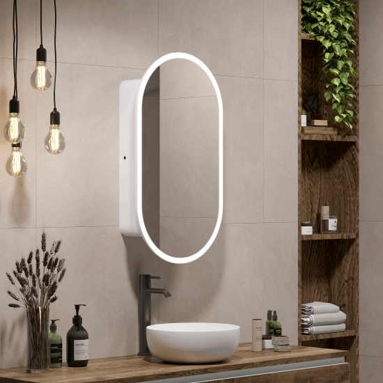 Шкаф зеркальный подвесной Remix с подсветкой 45x80 см цвет белый