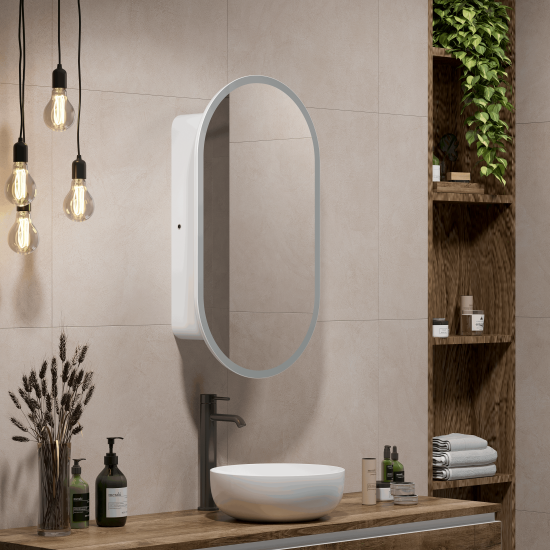 Шкаф зеркальный подвесной Remix с подсветкой 45x80 см цвет белый