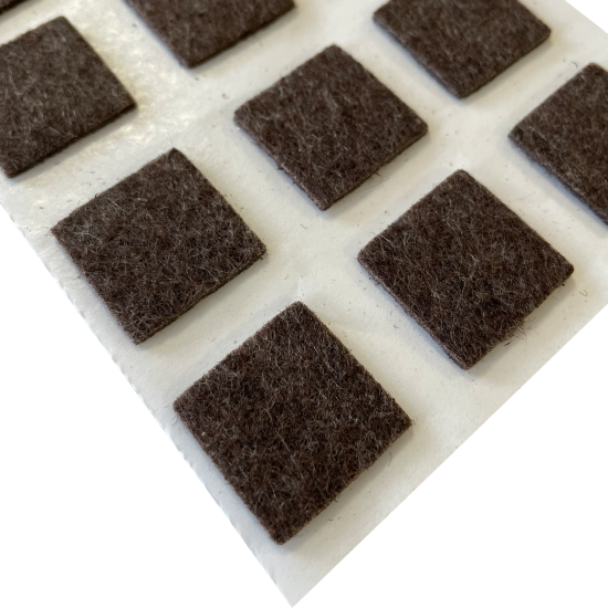 Протекторы самоклеящиеся для мебели 22x22 мм, квадратные, фетр, цвет коричневый, 12 шт.