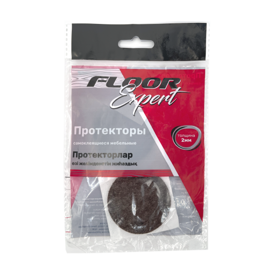 Протекторы самоклеящиеся для мебели 50 мм, круглые, фетр, цвет коричневый, 4 шт.