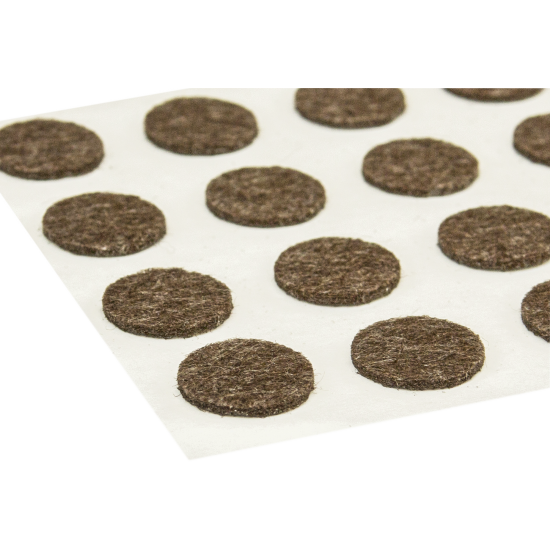 Протекторы самоклеящиеся для мебели 16 мм, круглые, фетр, цвет коричневый, 16 шт.