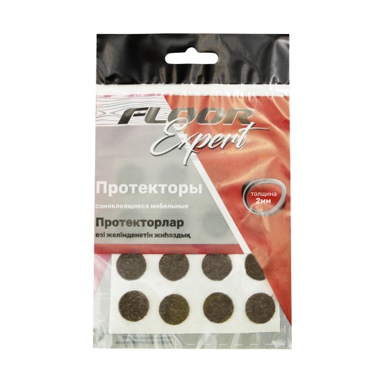Протекторы самоклеящиеся для мебели 16 мм, круглые, фетр, цвет коричневый, 16 шт.
