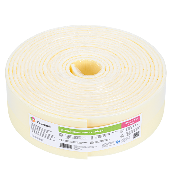 Лента демпферная с юбкой Ecoheat 8 мм 0.1x10 м