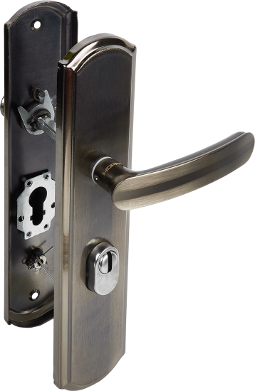 Ручка дверная межкомнатная на планке правая матовый хром/черный никель