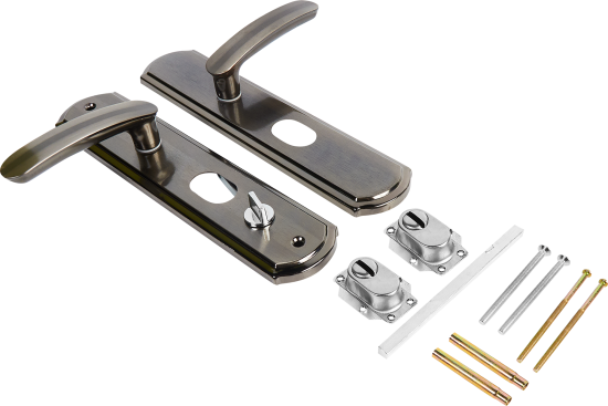 Ручка дверная межкомнатная на планке правая матовый хром/черный никель