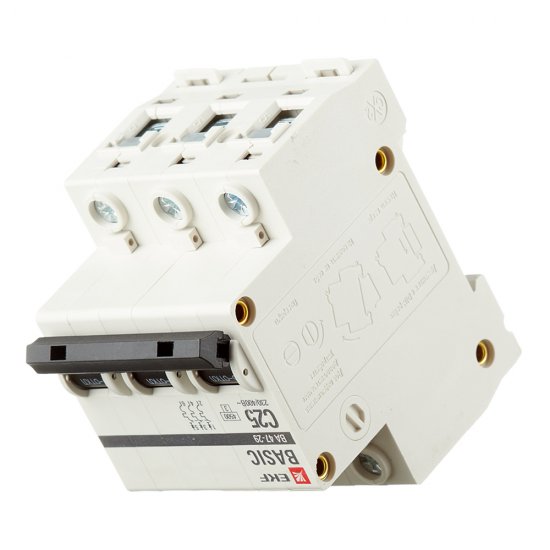 Автоматический выключатель модульный EKF Basic ВА 47-29 3P 25А тип C 4,5 кА 400 В (mcb4729-3-25C)