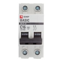 Автоматический выключатель модульный EKF Basic ВА 47-29 2P 16А тип C 4,5 кА 230 В (mcb4729-2-16C)
