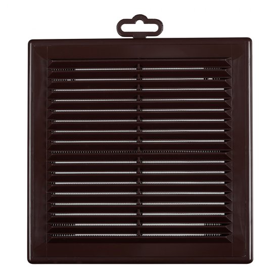 Решетка вентиляционная пластиковая приточно-вытяжная Era Р 208х208 мм с сеткой коричневая