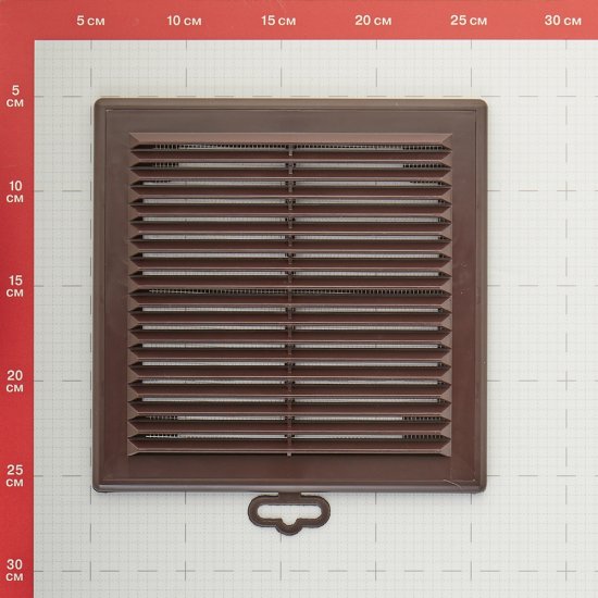 Решетка вентиляционная пластиковая приточно-вытяжная Era Р 208х208 мм с сеткой коричневая