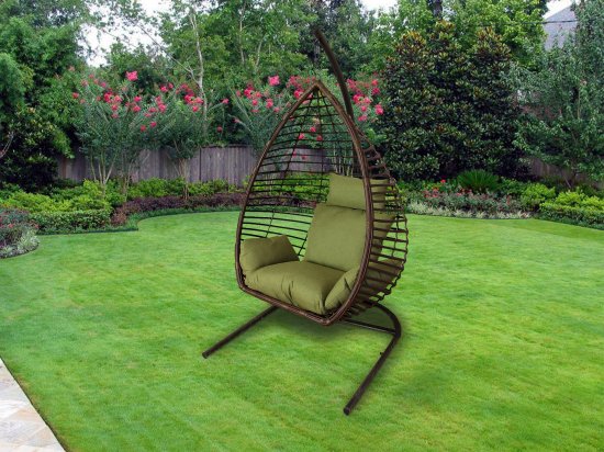 Кресло подвесное Greengard Орион до 120 кг коричнево-зеленый с опорой