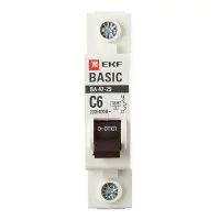 Автоматический выключатель модульный EKF Basic ВА 47-29 1P 6А тип C 4,5 кА 230 В (mcb4729-1-06C)