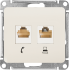Розетка двойная встраиваемая Systeme Electric Glossa RJ11/RJ45 UTP cat 5e цвет бежевый