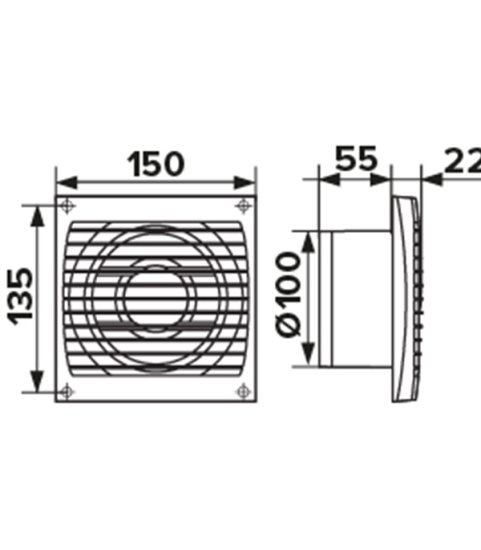 Вентилятор осевой Auramax Optima 150х150 мм d100 мм белый