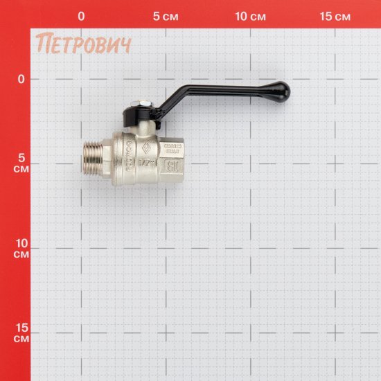 Кран шаровой латунный Bugatti 1/2 ВР(г) х 1/2 НР(ш) ручка прямой (3050211)
