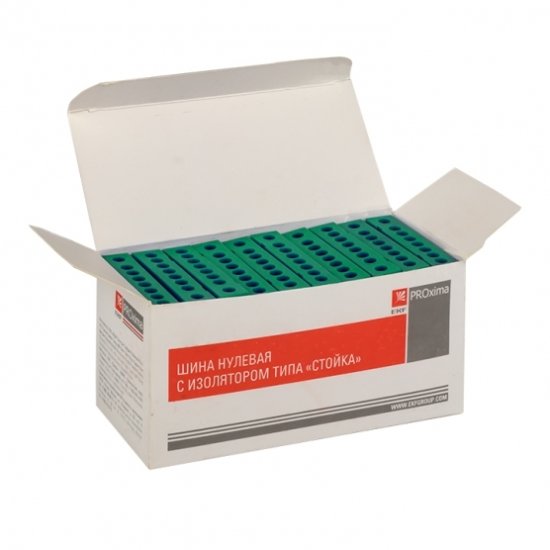 Шина нулевая в изолированном корпусе на DIN-рейку EKF PROxima 6х9 мм 8 отверстий зеленая (20 шт.) (sn0-63-8-ig)