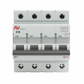 Автоматический выключатель модульный EKF Averes AV-6 4Р 16А тип D 6 кА 400 В (mcb6-4-16D-av)