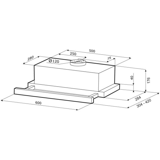 Кухонная вытяжка встраиваемая Krona Vendy 600 White (1 мотор) 60 см белая