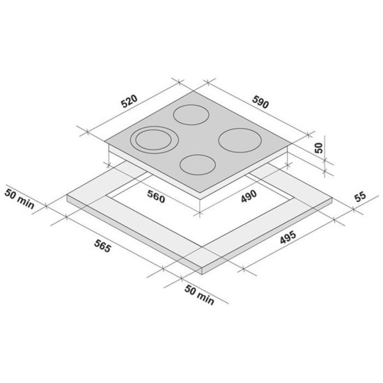 Варочная панель электрическая Krona Orsa 60 BL 4 конфорки черная