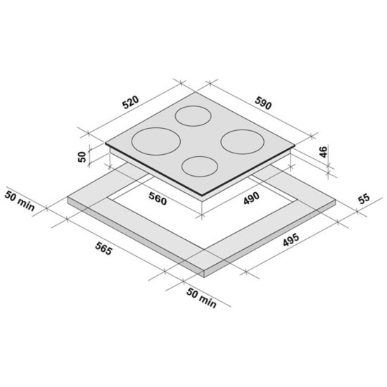 Варочная панель электрическая Krona Corto 60 BL 4 конфорки черная