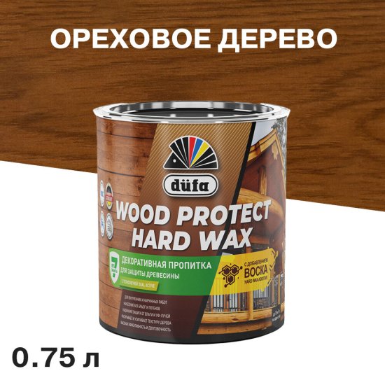 Антисептик Dufa Wood Protect Hard Wax декоративный для дерева ореховое дерево 0,75 л