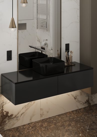 Столешница для ванной Scandi SC-80C 80x4x47 см, искусственный камень, цвет черный