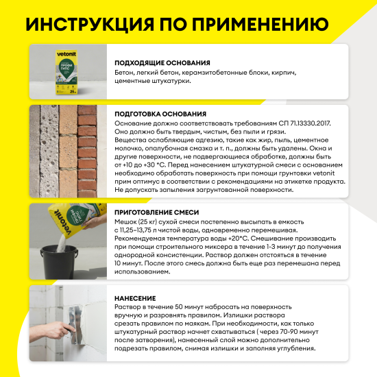 Штукатурка гипсовая Vetonit ПРОФИ ГИПС 25кг